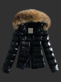 Stand Collar Long Straight Plain Fauxfur Jacket (Style V101244)