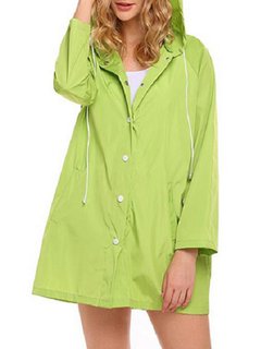 Hooded Straight Beach Plain Spandex Coat (Style V101263)