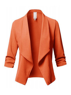 Shawl Collar Short Slim Plain Polyester Jacket (Style V101268)