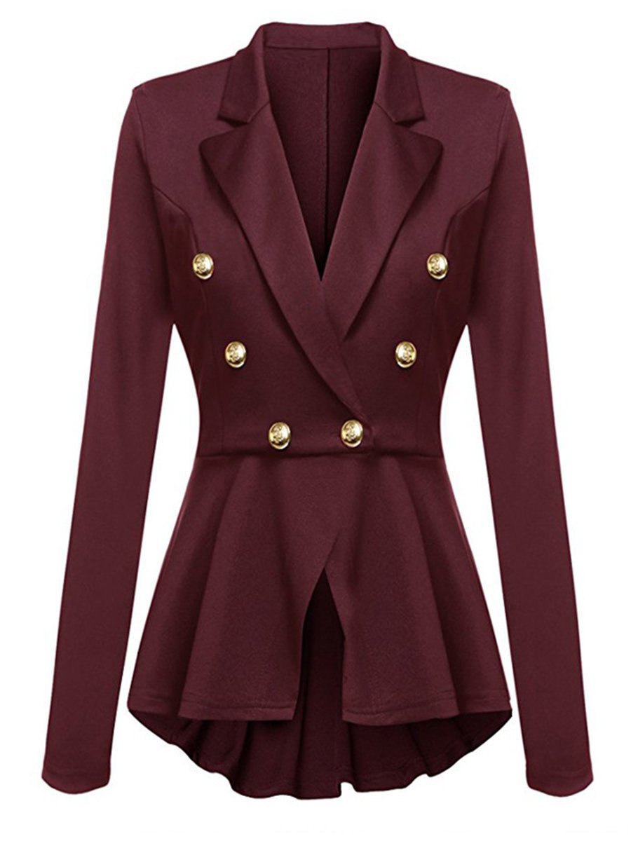 Wine Long Slim Office Polyester Swallowtail Coat (Style V101281) - VEDACHIC