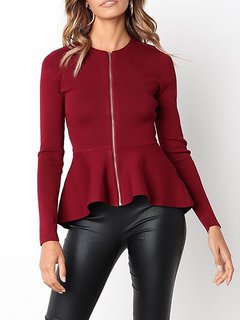 Round Neck Short Slim Date Night Wavy Edge Jacket (Style V101282)