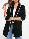 Shawl Collar Slim Office Plain Pockets Coat (Style V101283)