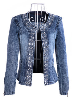 Short Straight Date Night Plain Diamond Jacket (Style V101290)