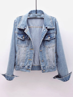 Shawl Collar Short Date Night Denim Button Jacket (Style V101295)