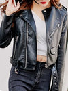 Shawl Collar Date Night Plain Leather Belt Jacket (Style V101301)
