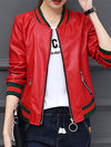 Short Straight Date Night Leather Zipper Jacket (Style V101302)