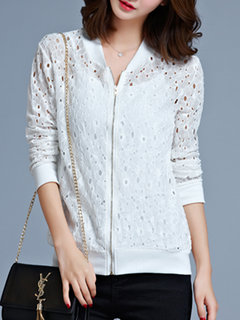Short Date Night Plain Polyester Hollow Out Jacket (Style V101304)