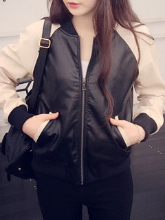 Short Straight Casual Patchwork Fauxfur Jacket (Style V101311)