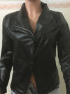 Short Slim Plain PU Leather Asymmetrical Jacket (Style V101348)