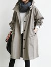 Hooded Long Loose Date Night Button Coat (Style V101360)
