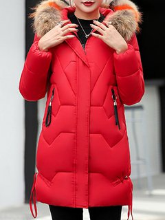 Hooded Long Slim Elegant Dacron Coat (Style V101375)