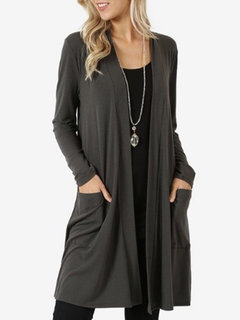 V-neck Long Party Plain Dacron Coat (Style V101382)