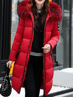 Hooded Slim Elegant Plain Dacron Coat (Style V101385)