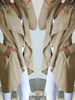 Shawl Collar Long Slim Cotton Pockets Coat (Style V101389)