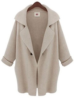 Shawl Collar Long Loose Date Night Button Coat (Style V101391)