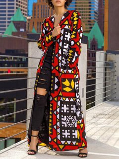 Loose Elegant Geometric Dacron Pattern Coat (Style V101402)