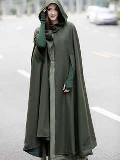 Hooded Fashion Plain Dacron Pockets Coat (Style V101403)