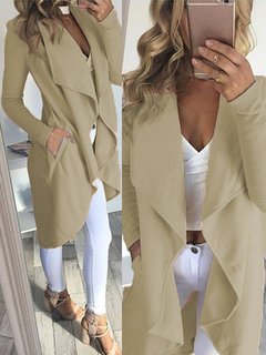 Shawl Collar Long Slim Acrylic Pockets Coat (Style V101407)