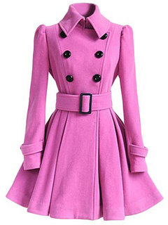 Shawl Collar Slim Elegant Dacron Belt Coat (Style V101434)