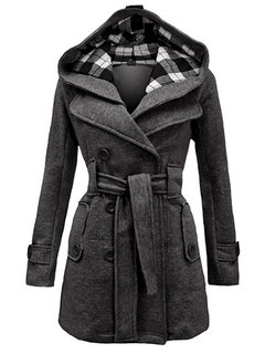 Shawl Collar Slim Elegant Plain Cotton Coat (Style V101440)