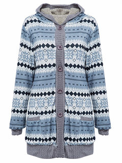 Long Slim Fashion Geometric Pattern Coat (Style V101441)