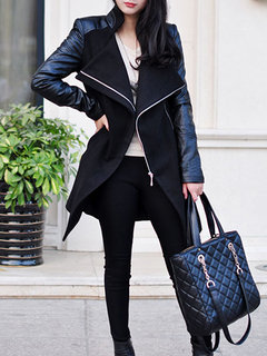 Shawl Collar Loose Fashion Plain Fauxfur Coat (Style V101446)