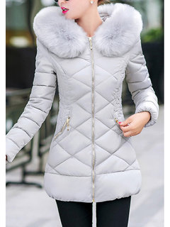 Long Slim Elegant Plain Dacron Coat (Style V101449)