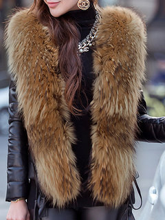 Shawl Collar Slim Elegant Plain Patchwork Coat (Style V101470)