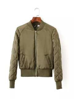 Short Slim Fashion Plain Pockets Jacket (Style V101475)