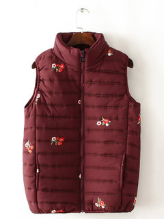 Short Slim Floral Cotton Pockets Jacket (Style V101480)