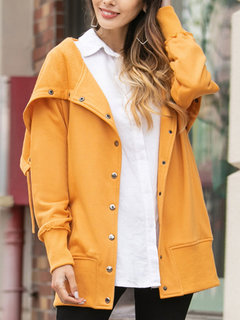 Long Loose Plain Dacron Button Coat (Style V101488)