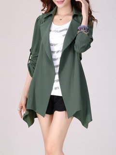 Shawl Collar Long Loose Plain Belt Coat (Style V101494)