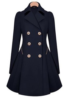 Shawl Collar Long Slim Elegant Button Coat (Style V101498)