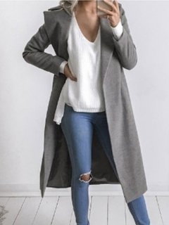 Shawl Collar Long Straight Elegant Dacron Coat (Style V101507)