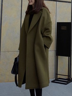 Shawl Collar Loose Elegant Cotton Pockets Coat (Style V101512)