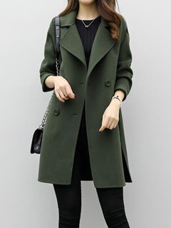 Shawl Collar Loose Elegant Plain Button Coat (Style V101516)