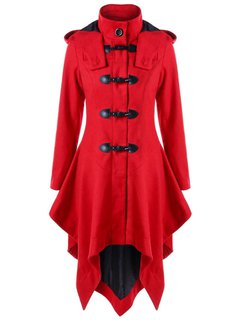 Hooded Slim Fashion Plain Wavy Edge Coat (Style V101523)