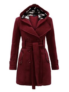 Long Slim Elegant Cotton Belt Coat (Style V101532)