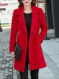 Shawl Collar Long Elegant Plain Polyester Coat (Style V101536)