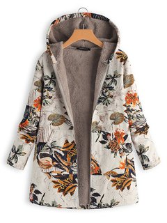 Hooded Loose Casual Dacron Pockets Coat (Style V101537)