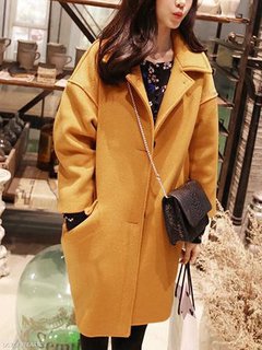 Shawl Collar Loose Plain Cotton Button Coat (Style V101543)