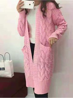 Long Loose Date Night Spandex Pockets Coat (Style V101555)