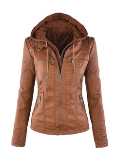 Short Slim Casual Plain Pockets Jacket (Style V101563)