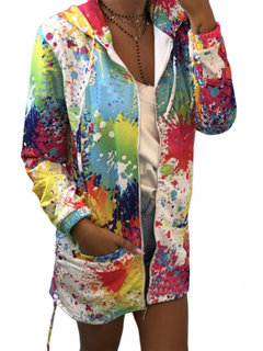 Hooded Long Loose Fashion Colorful Coat (Style V101565)