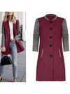Long Slim Plain Wool Blends Button Coat (Style V101594)