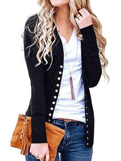 Long Slim Casual Plain Polyester Coat (Style V101601)