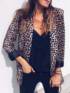 Shawl Collar Long Slim Elegant Leopard Coat (Style V101602)