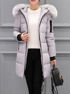 Hooded Long Slim Plain Cellulose Acetate Fibre Coat (Style V101607)