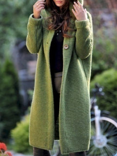 Long Date Night Plain Woolen Fabric Button Coat (Style V101608)