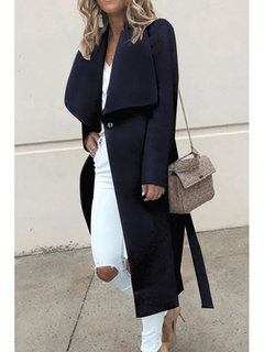 Shawl Collar Long Date Night Polyester Button Coat (Style V101619)